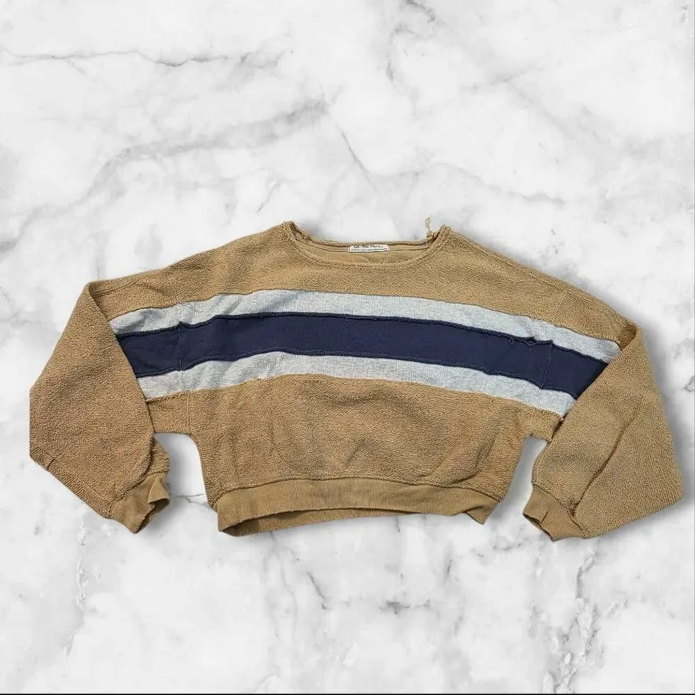 We The Free Striped Terry Crop Sweatshirt Size XS